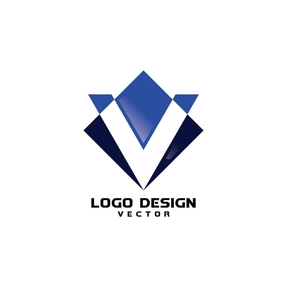 vector de diseño de logotipo de símbolo v moderno abstracto