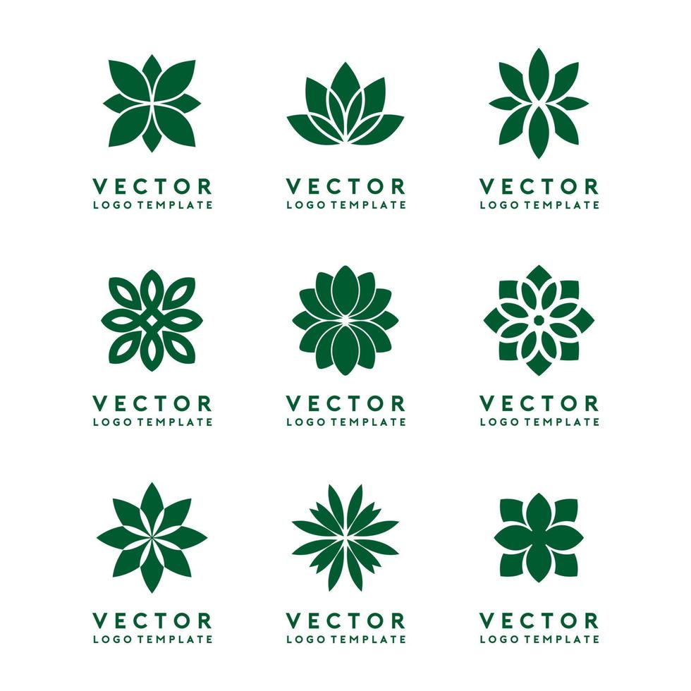 Green Flower Logo Template Vector Set