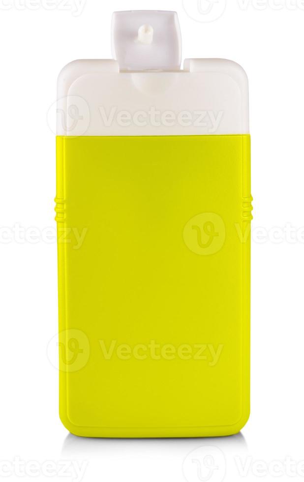 la botella de plástico verde con champú foto