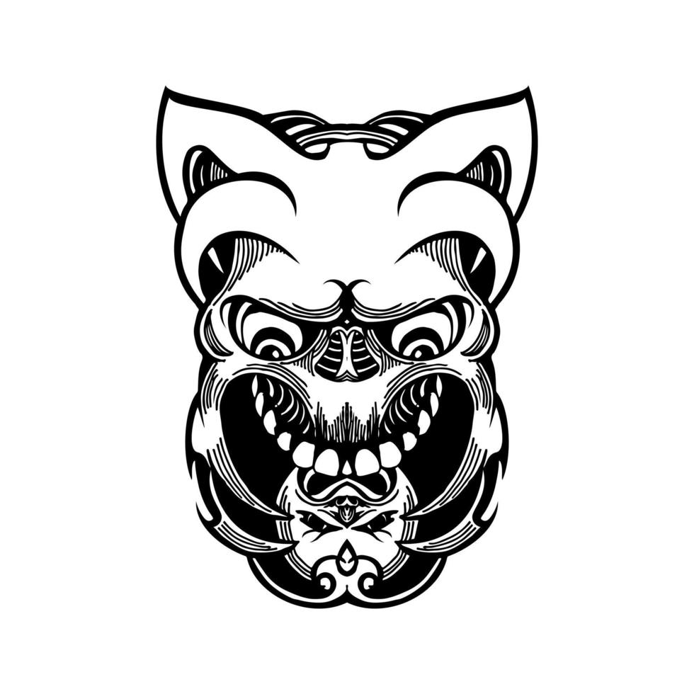 Hand Drawn Abstract Demon Face vector