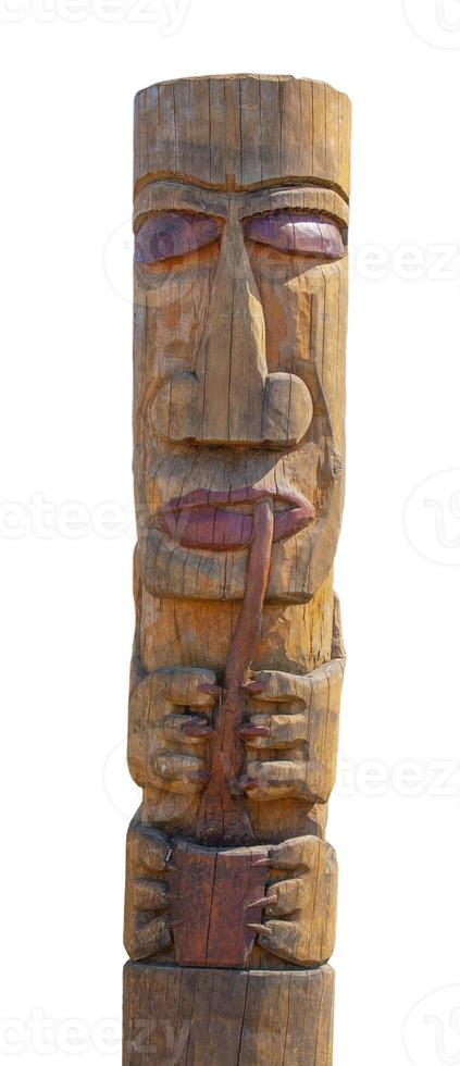 Kamchatka Aboriginal totem pole isolated on white photo
