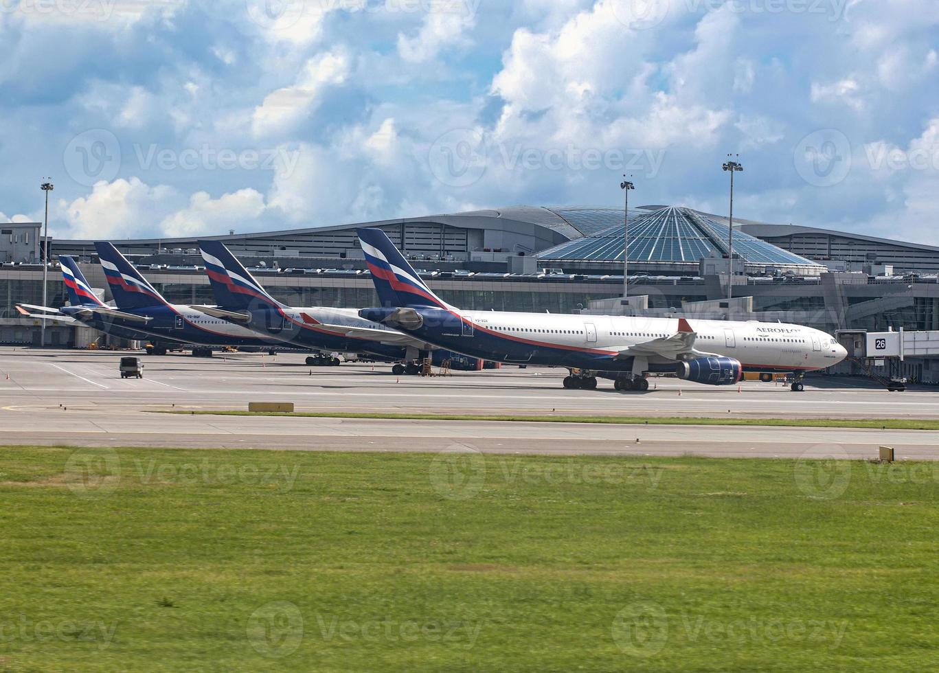 Passenger airliner is in Sheremetyevo Airport in Moscow, Russia. photo