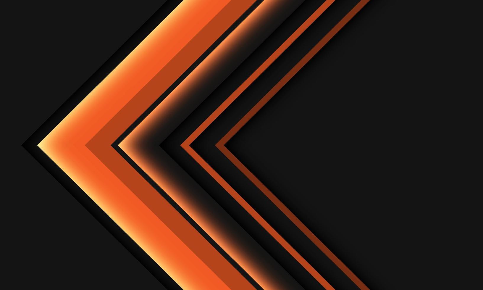 Abstract orange neon arrow direction geometric on grey design modern futuristic background vector