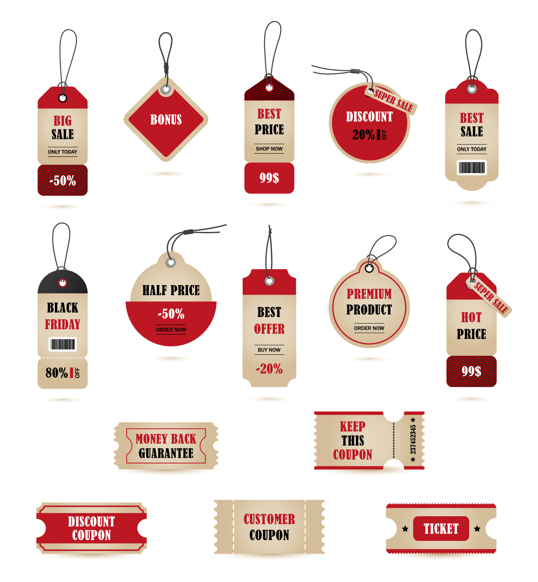 Sale tags. Retail sales stickers, promotion price label and store pric By  Tartila