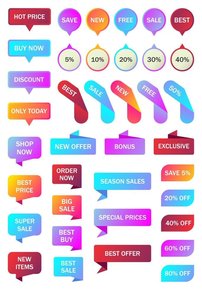 Vector stickers, price tag, banner, label. Coupon sale, offers and promotions   vector template. Shop price tag, retail, commerce, business