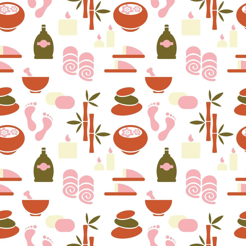 Seamless pattern of icons of cosmetics, spa, beauty treatments vector