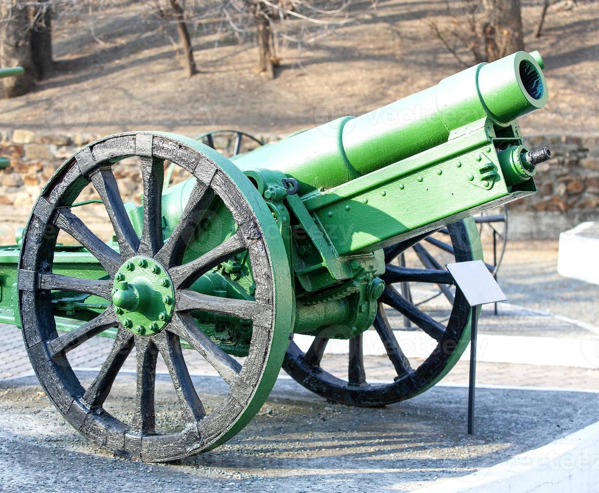 Old cannons on wheels Russian-Japanese war photo