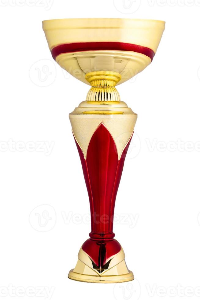 el trofeo de oro aislado sobre fondo blanco foto