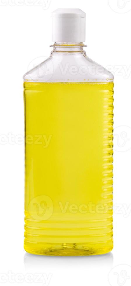 The Dishwashing liquid detergent in plastic bottle isolated on white photo