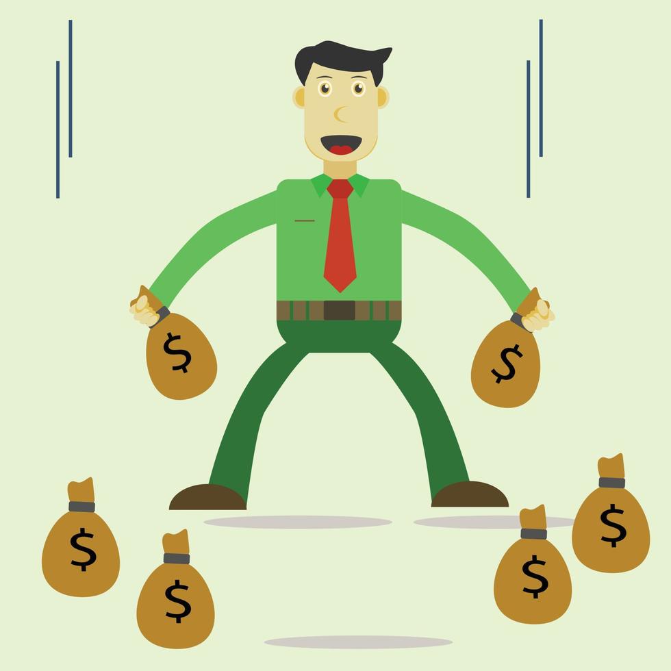 businessman character cartoon vector creating much money