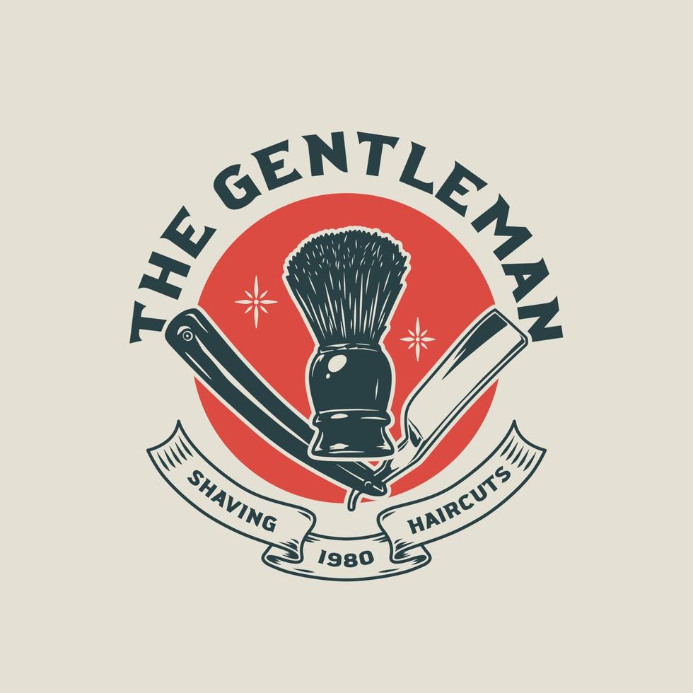 Hand Drawn Vintage Barbershop Logo Badge vector