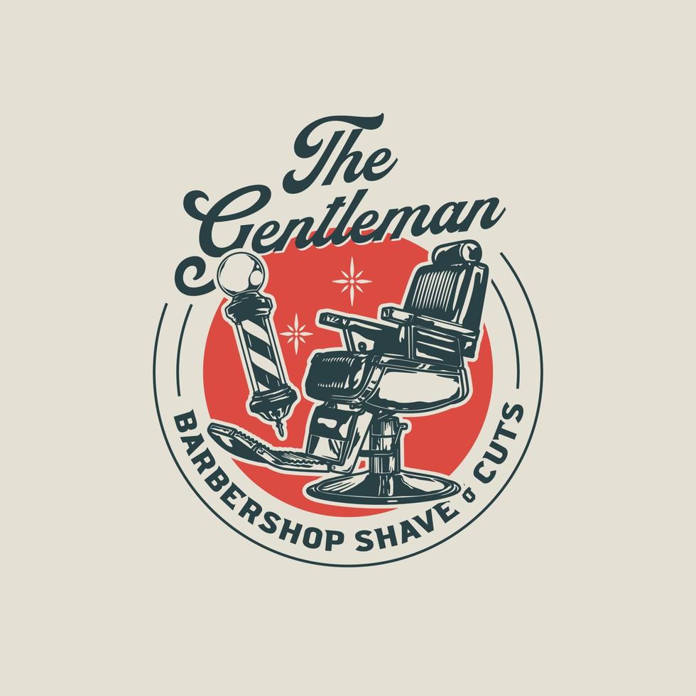 Hand Drawn Vintage Barbershop Logo Badge vector