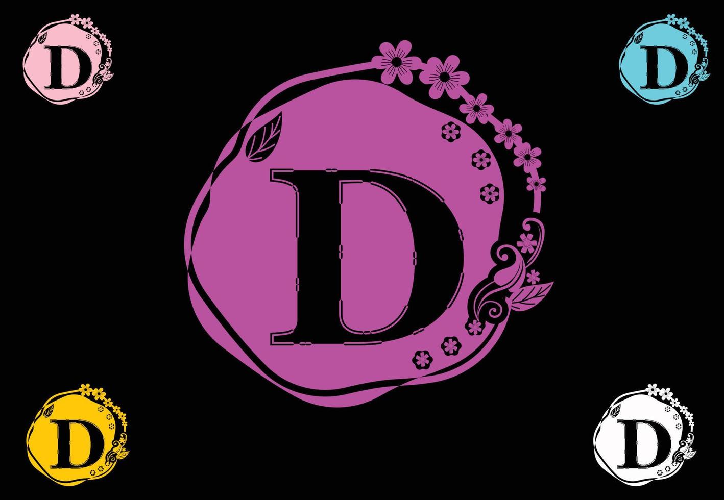 Letter d with flower logo and icon graphic design template vector