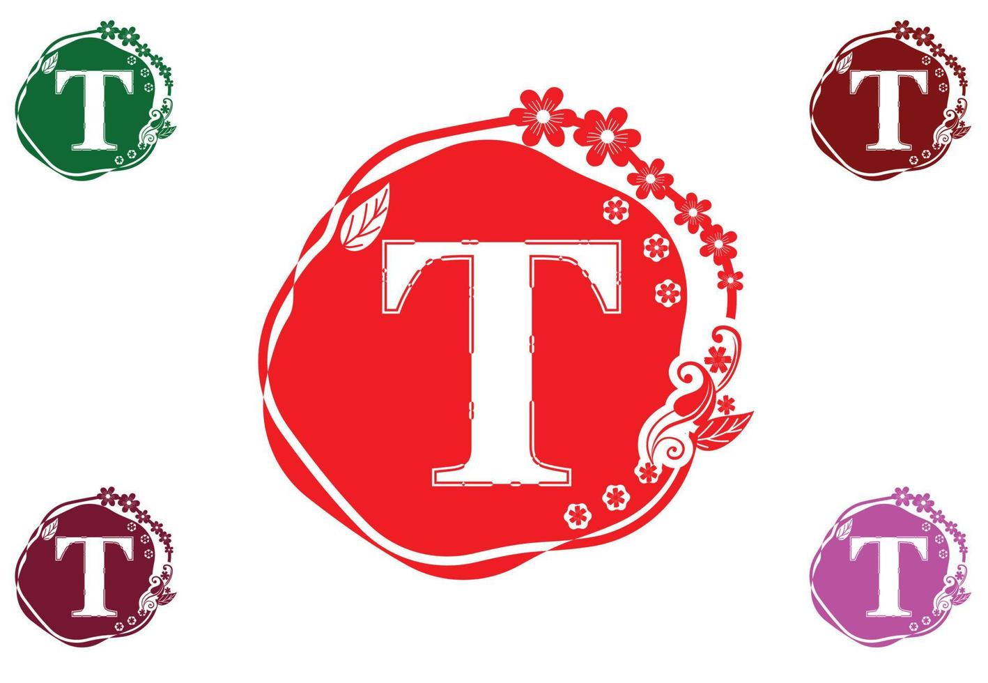 Letter t with flower logo and icon graphic design template vector