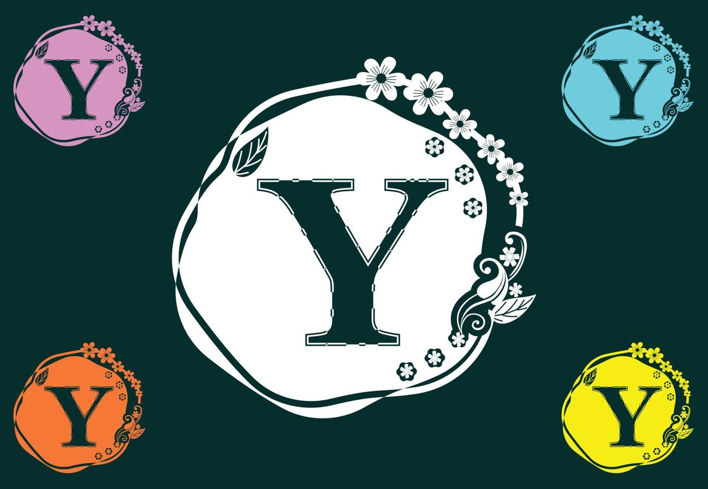 Letter y with flower logo and icon graphic design template vector