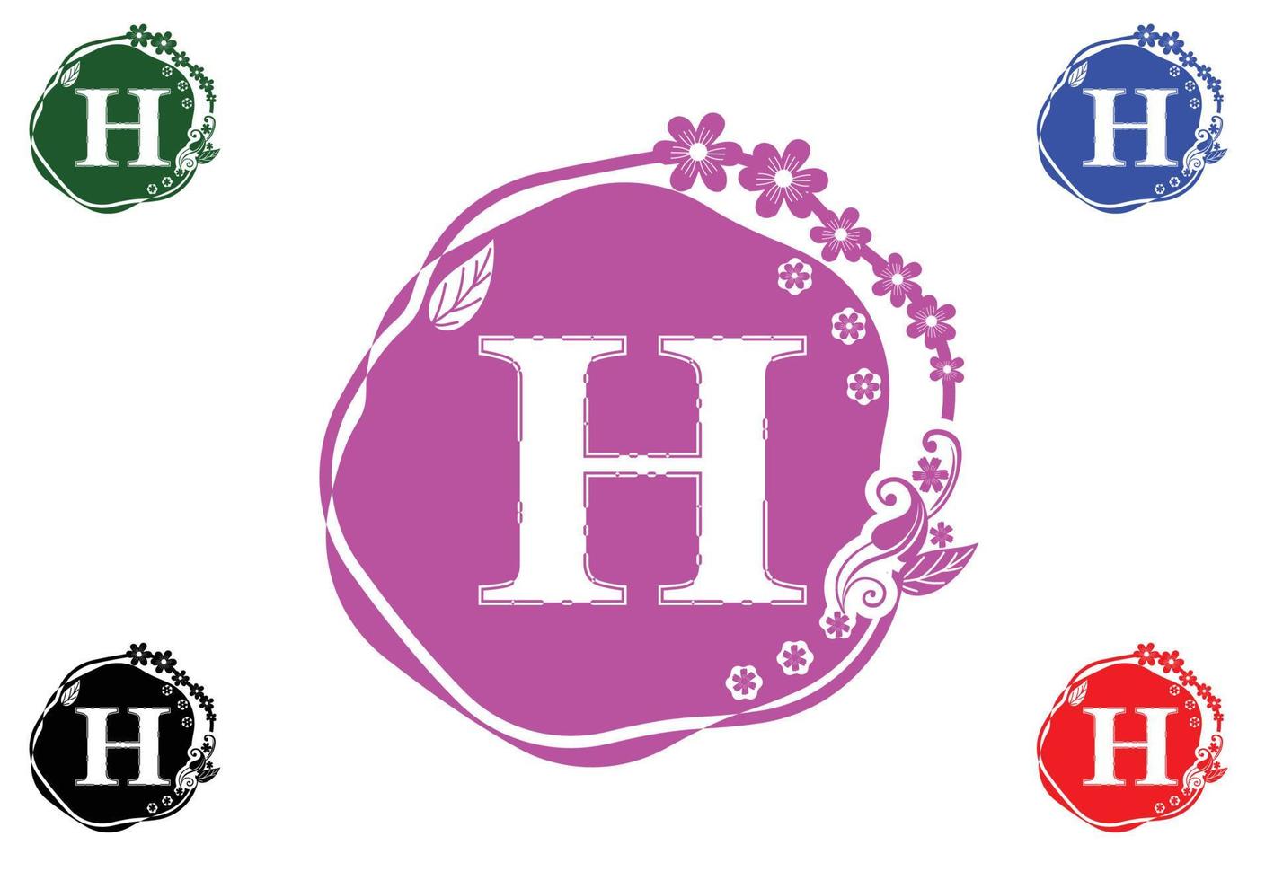 Letter h with flower logo and icon graphic design template vector
