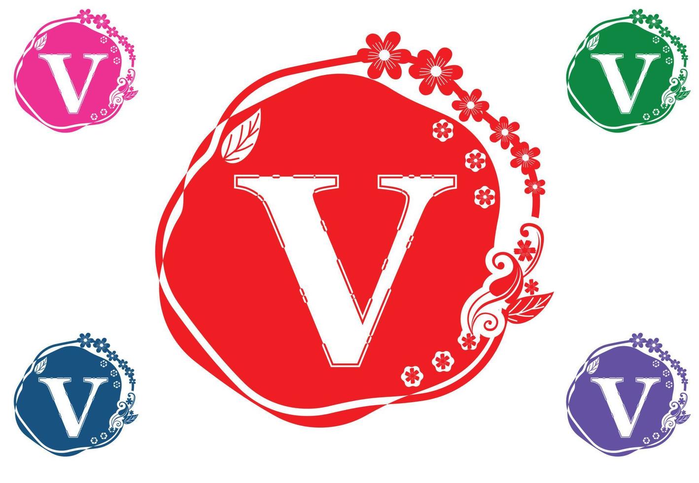 Letter v with flower logo and icon graphic design template vector