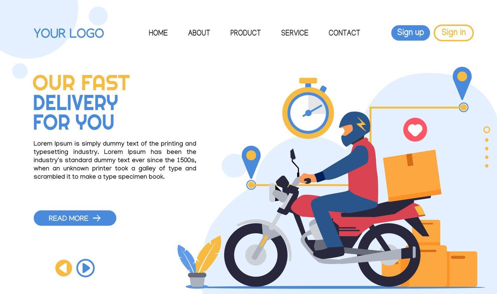 Landing page template delivery order service vector illustration