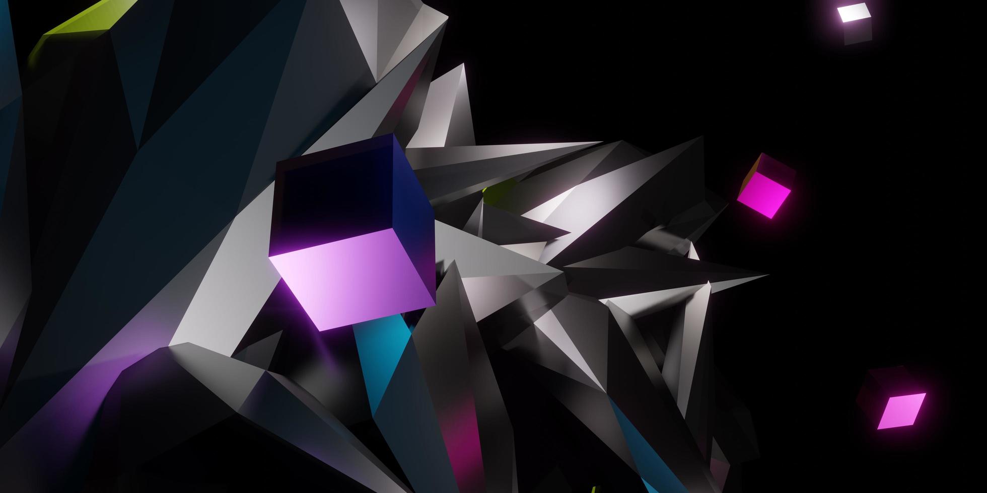 glow background Shiny steel rod reflects color abstract technology 3d illustration photo