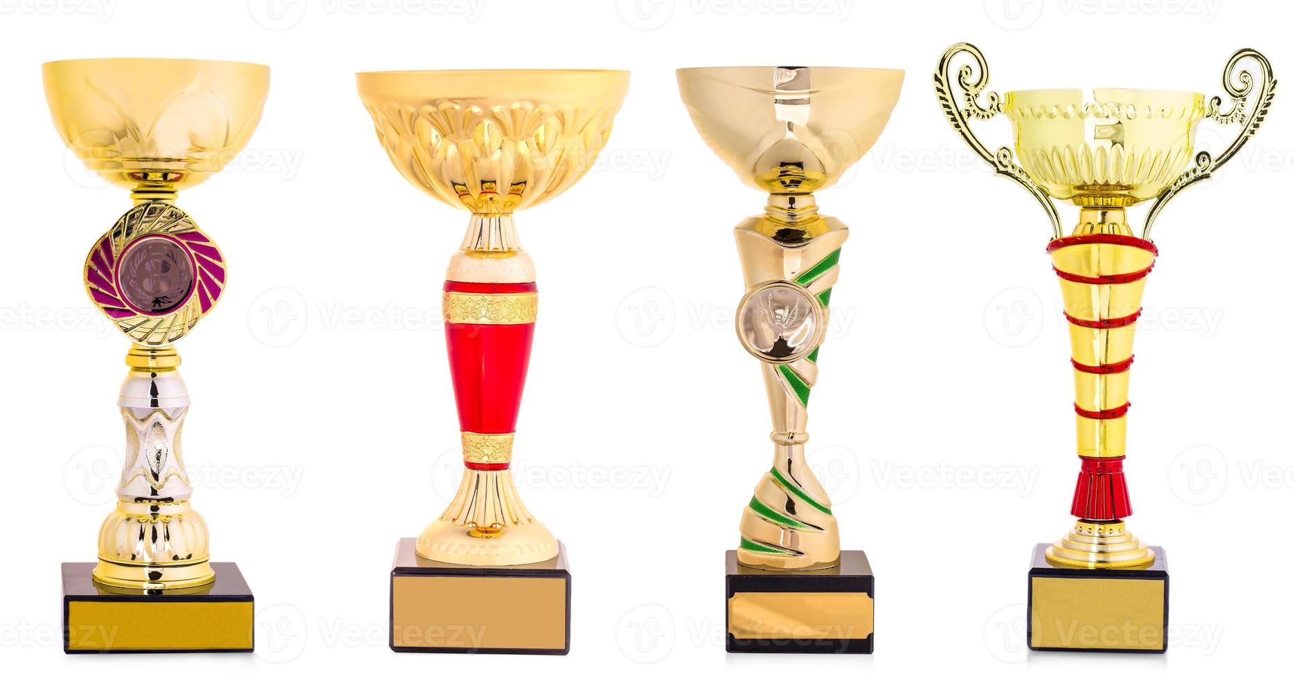 golden trophy isolated on white background. photo