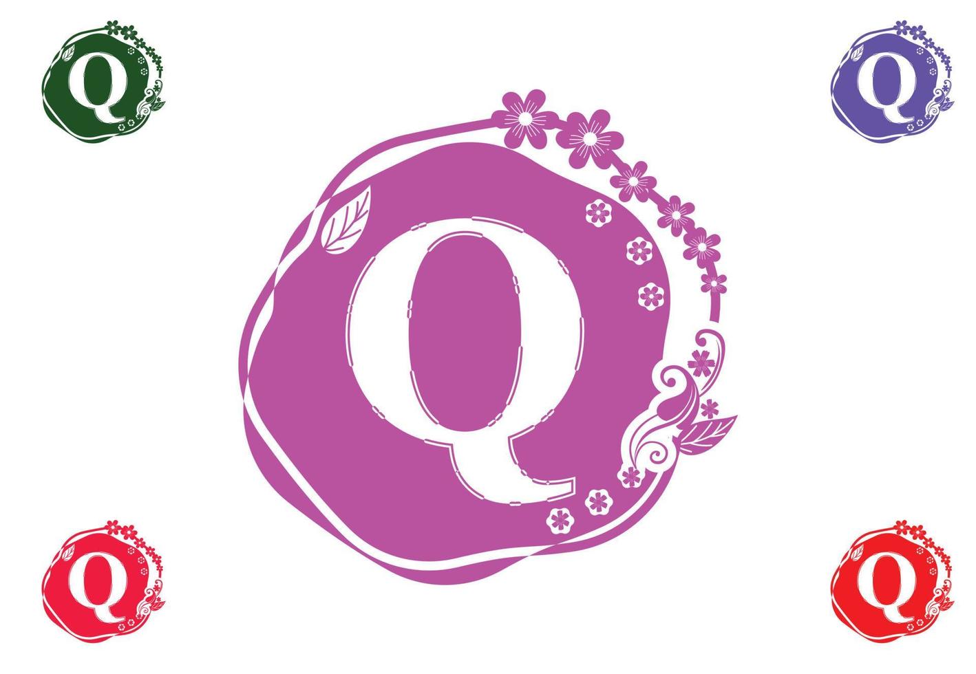 Letter q with flower logo and icon graphic design template vector