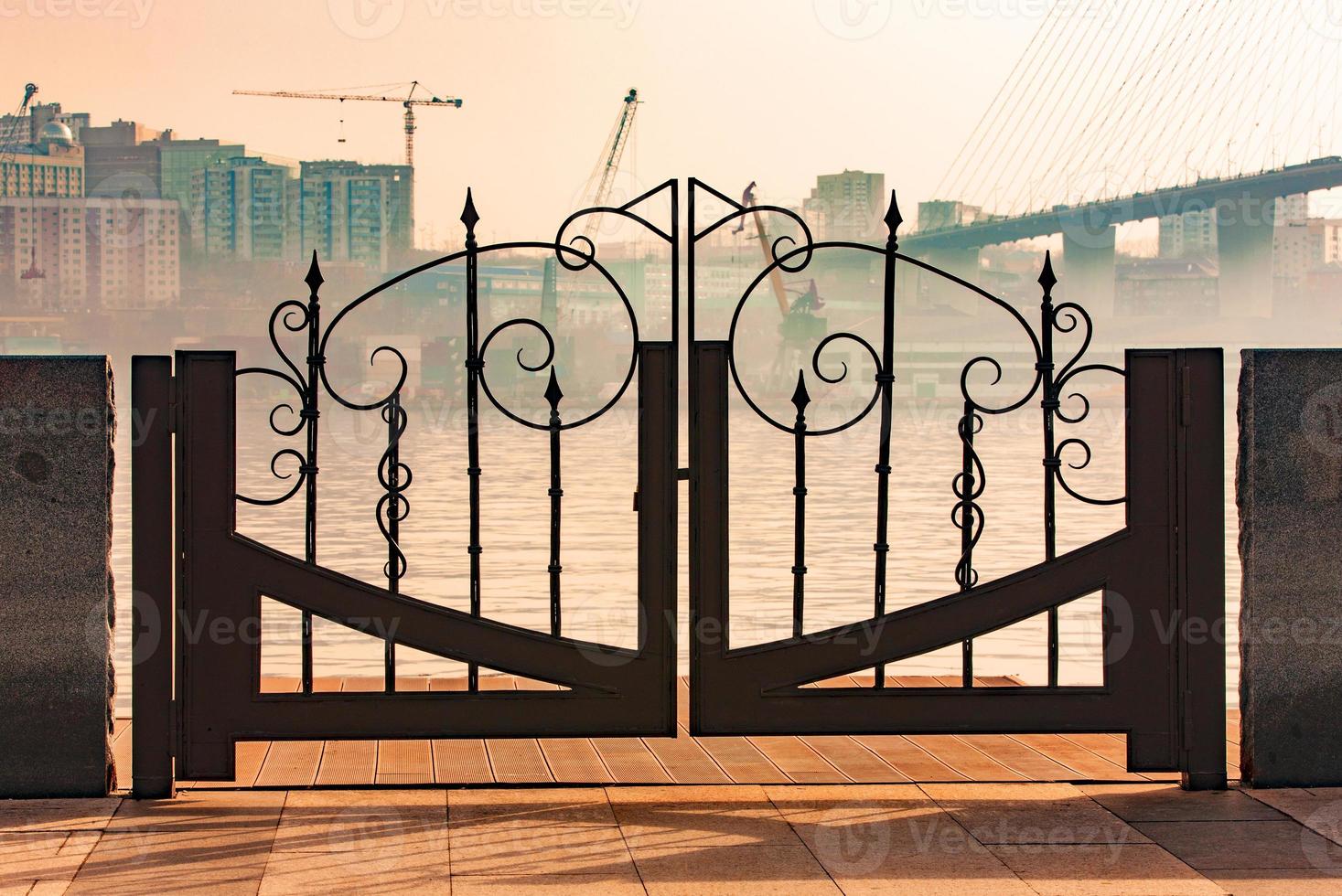 The a metal gate on the embankment of Vladivostok photo