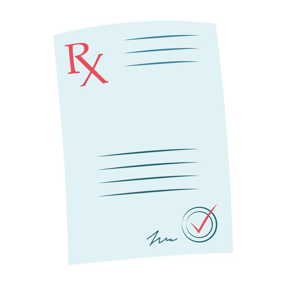 Medical prescription in RX form signed and stamped by physician. vector