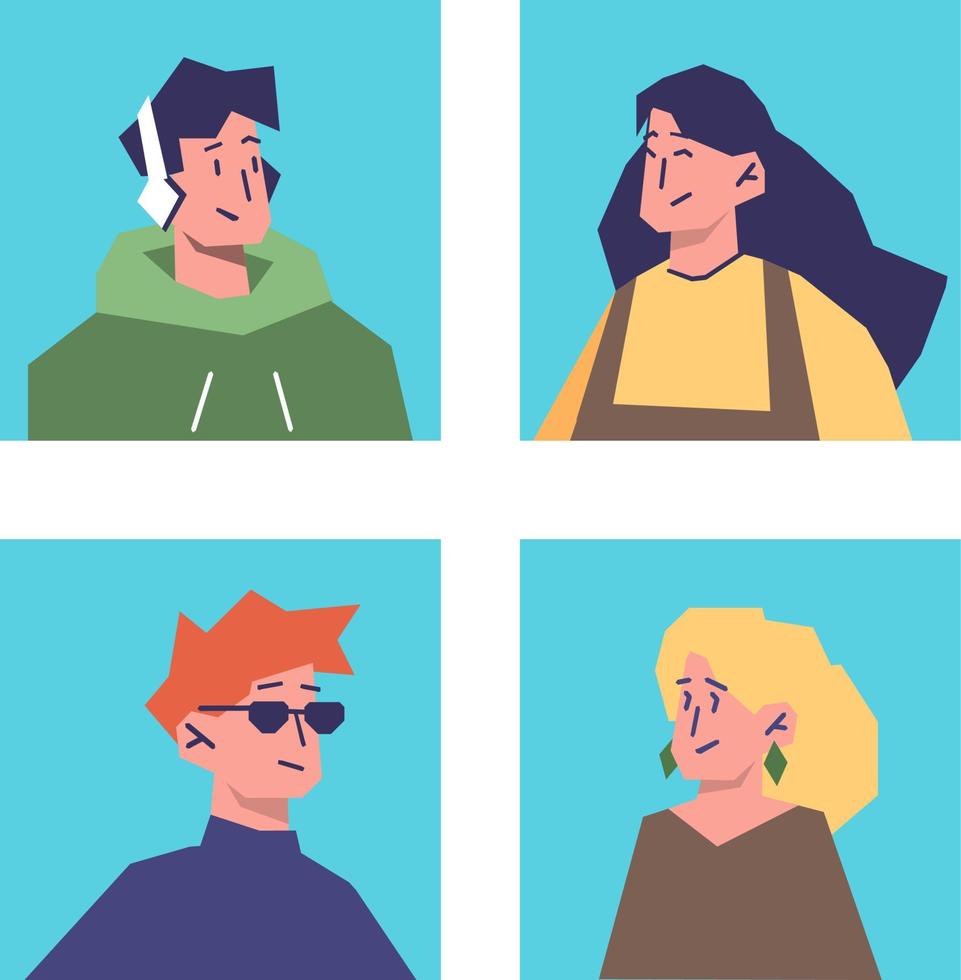 collection of avatar images in flat style vector