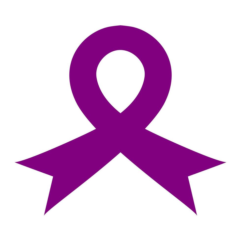 Vector element of purple ribbon for medical health care concept. Alzheimer's disease, senile dementia. Vector illustration on white background. For print, web design.