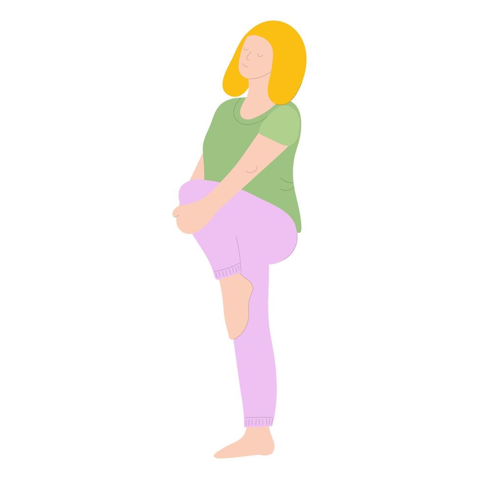 una joven practica yoga. una chica haciendo asana. Ilustración vectorial sobre fondo blanco. Dibujo a mano. para impresión, diseño web. vector