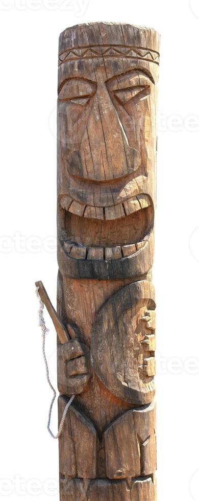 Kamchatka Aboriginal totem pole isolated on white photo