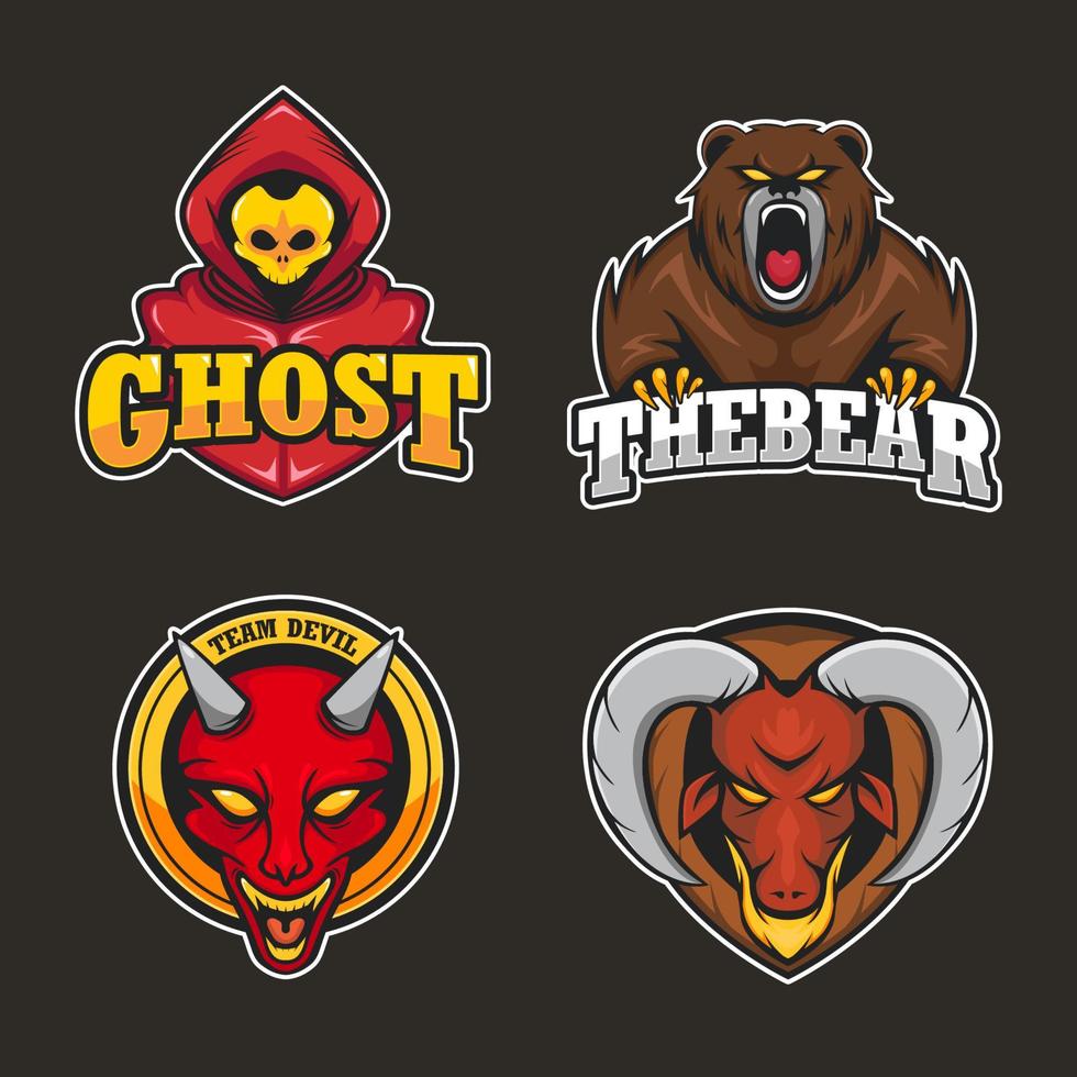 set of team e-sport logo badge mascot vector