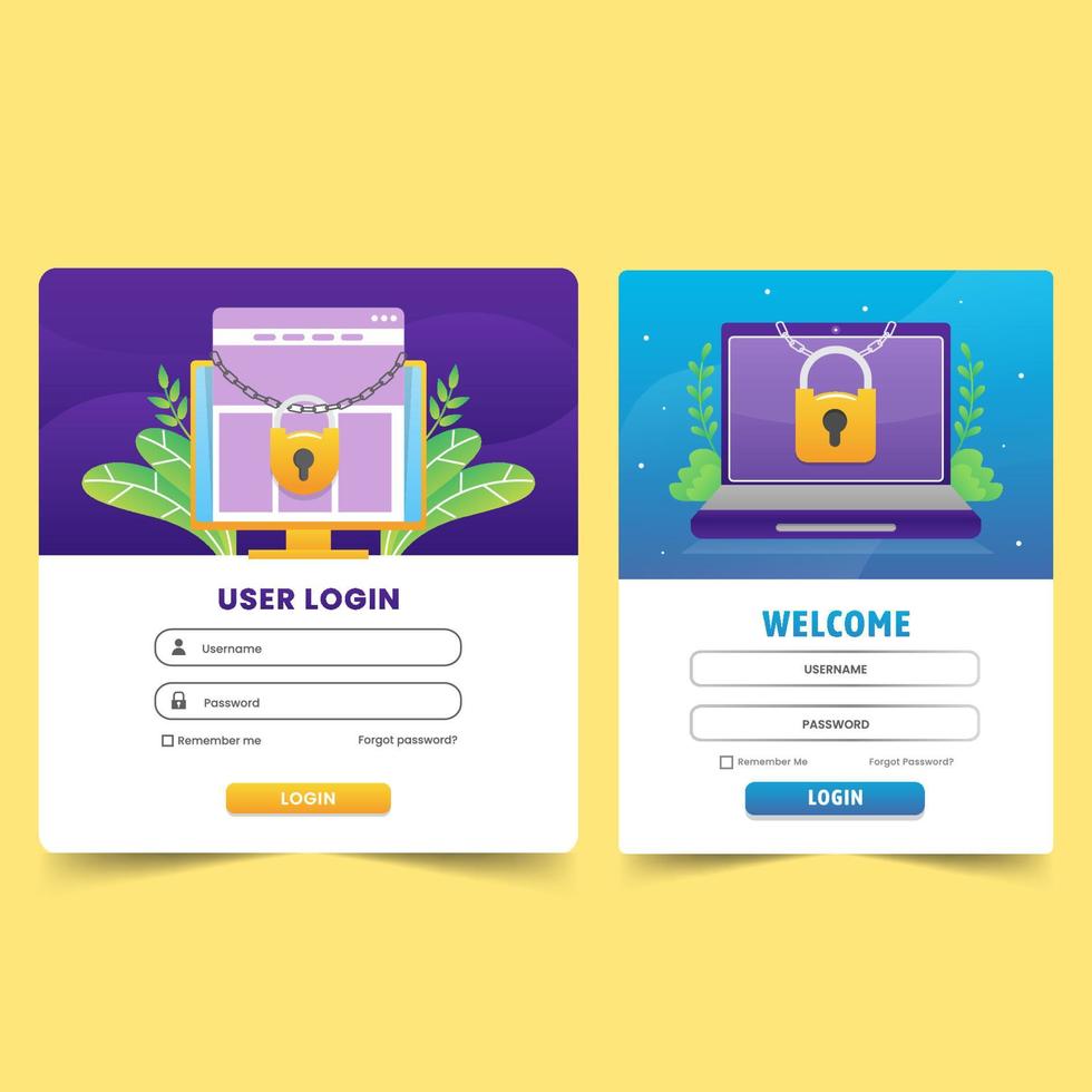 User log in form for website or social media with illustration vector