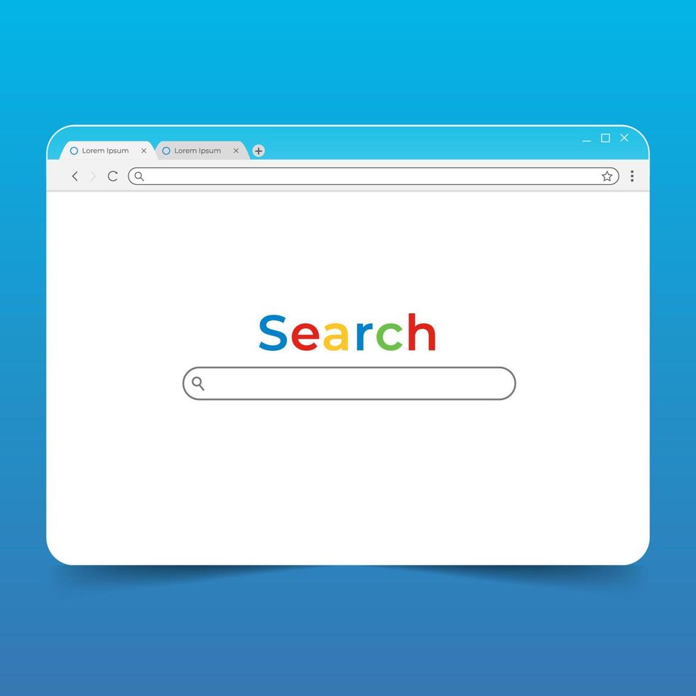 browser element with search engine interface bar template vector