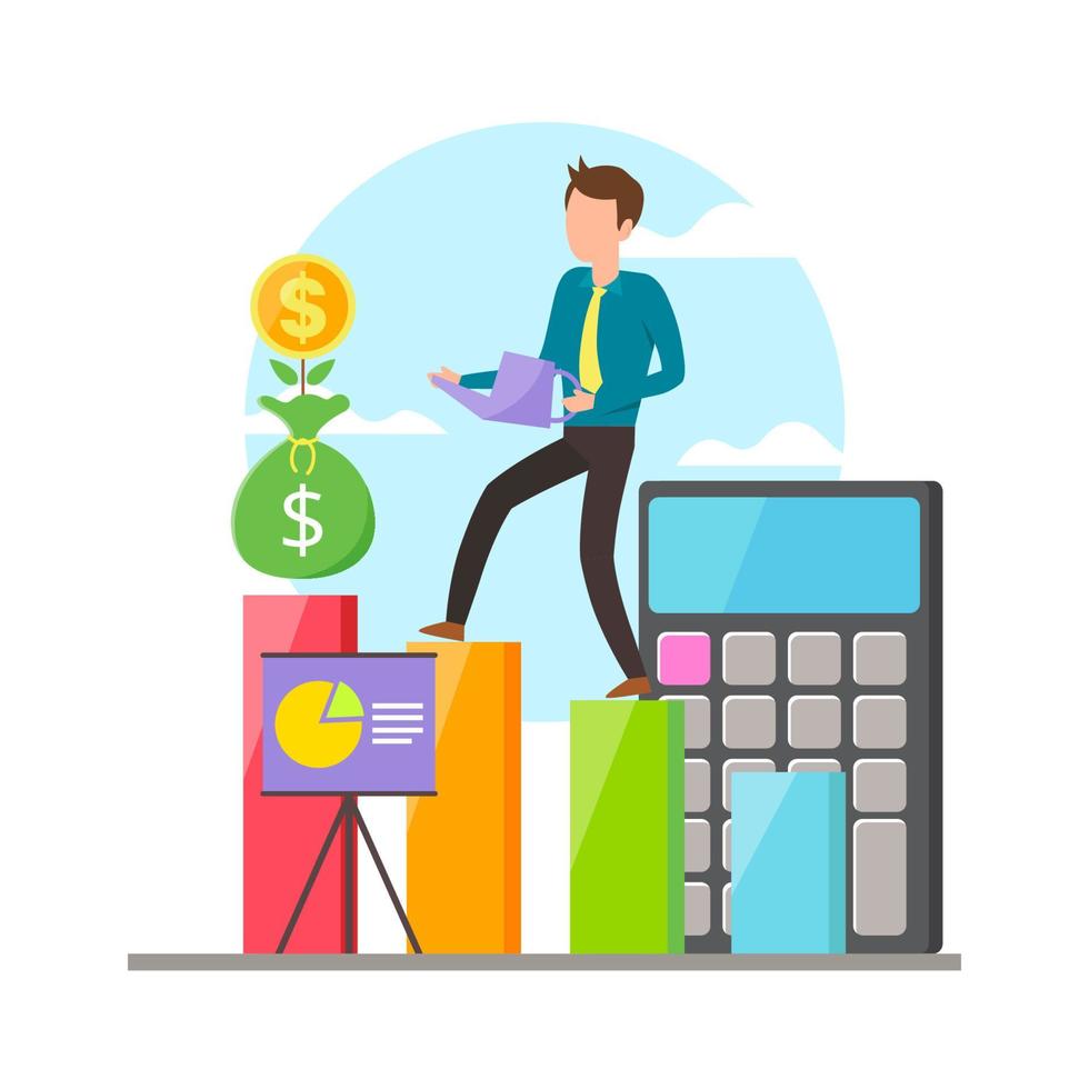 illustration of men do investment for future vector
