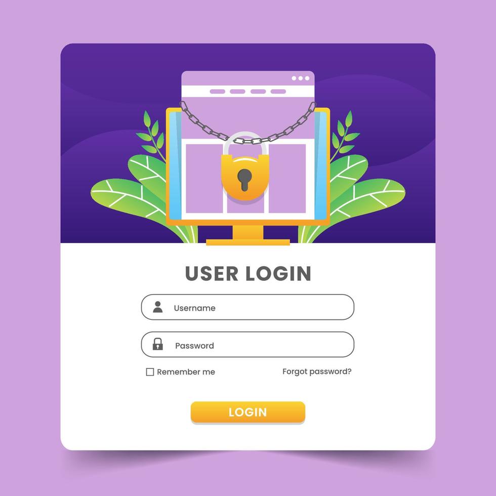 User log in form for website or social media with illustration vector