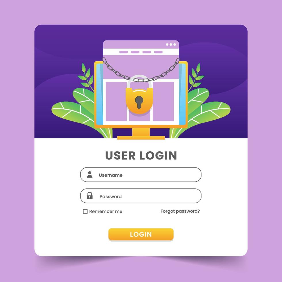 formulario de inicio de sesión de usuario para sitio web o redes sociales con vector de ilustración
