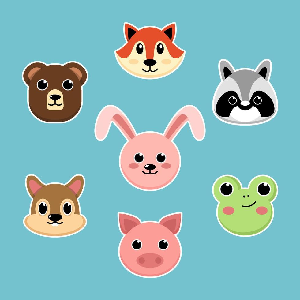 Set of Spring Animals Sticker Collection vector