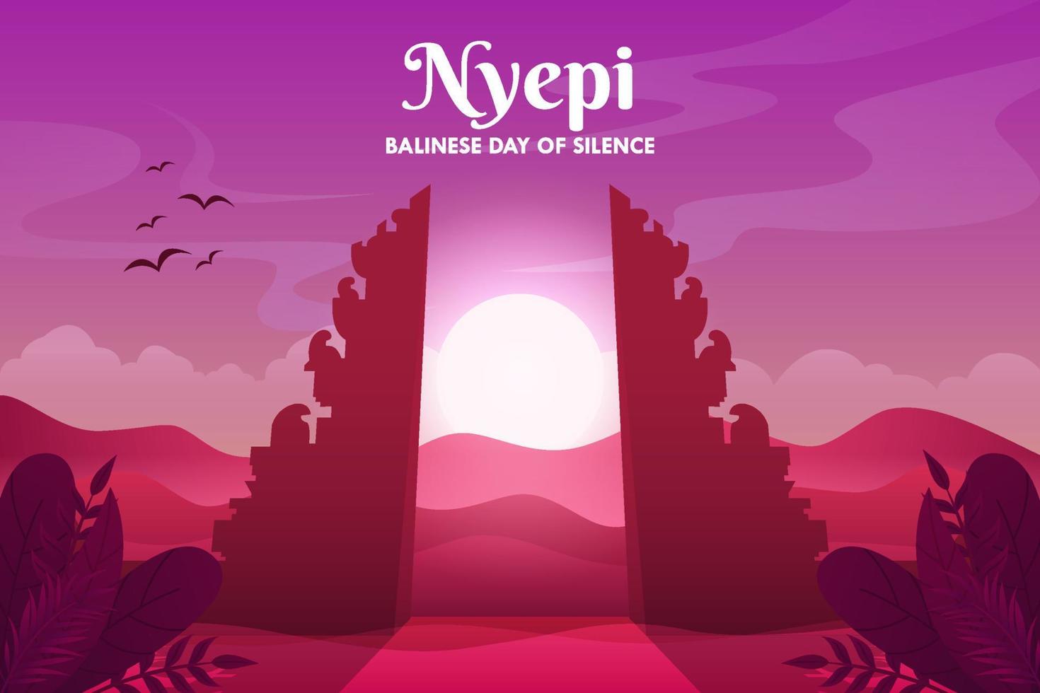 Balinese Day of Silence Background with Temple Gate vector