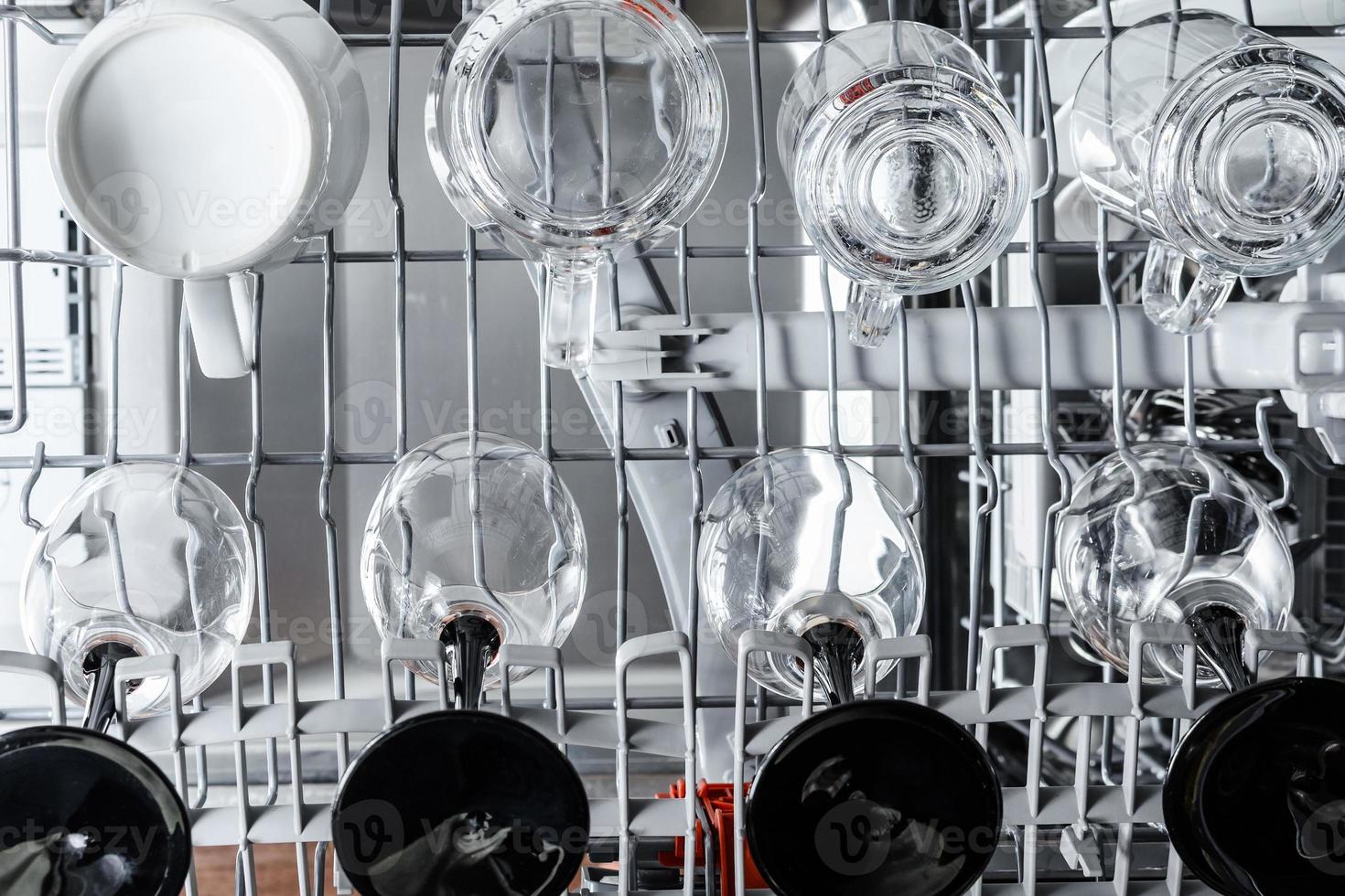 glasses and cups in the dishwasher are ready for washing 5738142 Stock