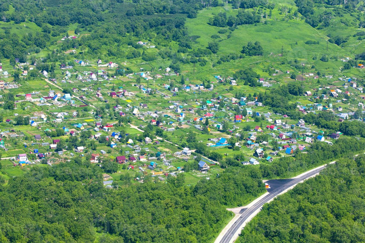 The small village at summer. Bird eye view photo