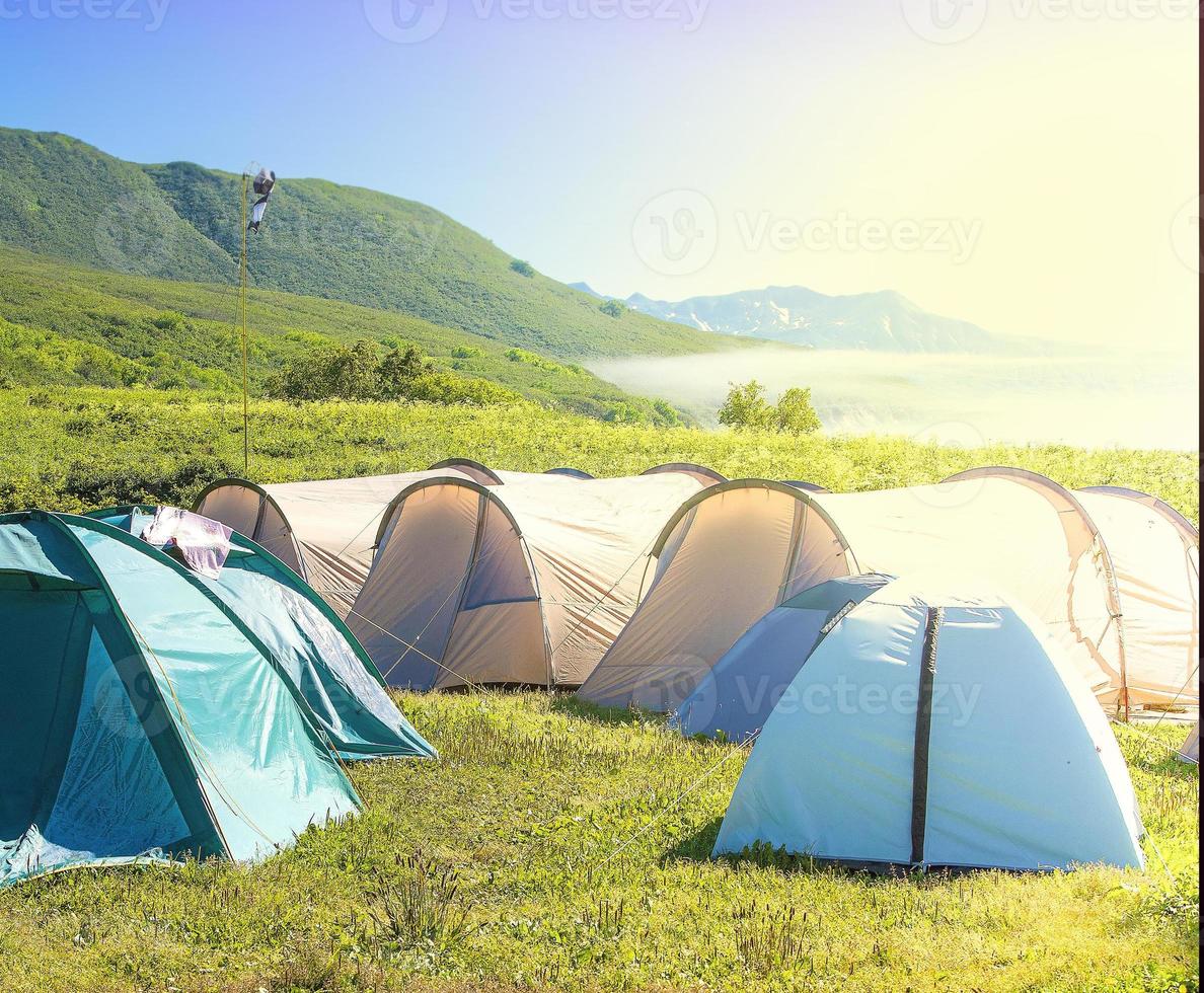 Camping tent in campground at national park. photo