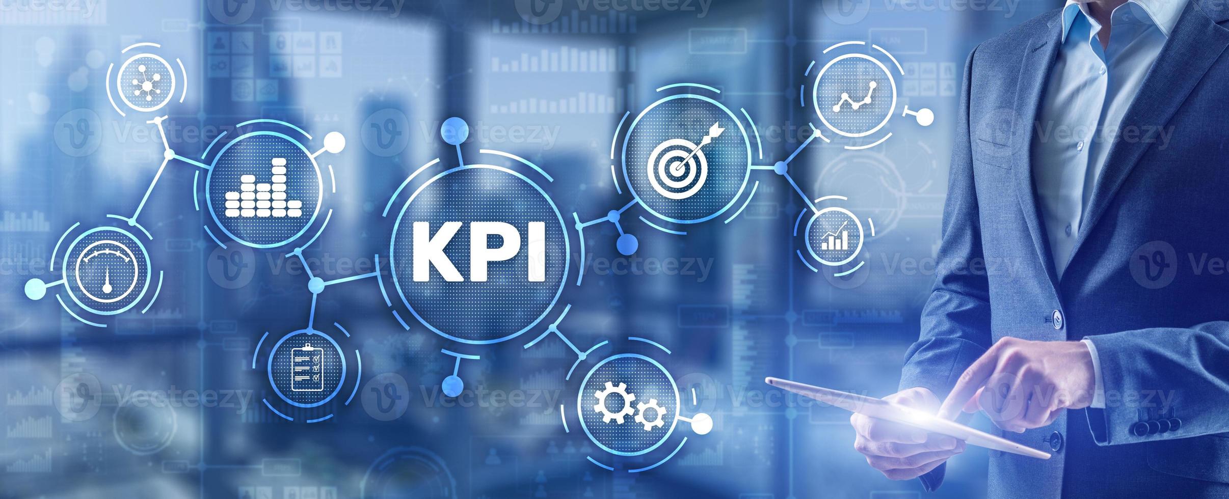 KPI Key Performance Indicator Business Internet Technology Concept on Virtual Screen photo