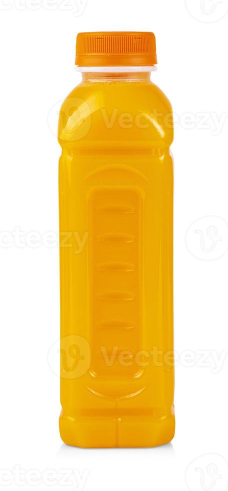 Bottle of healthy fruit orange juice smoothie on white background photo