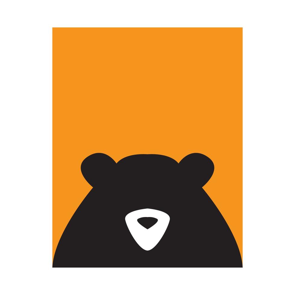 oso lindo con el símbolo del logotipo de la puesta del sol icono vectorial ilustración diseño gráfico vector