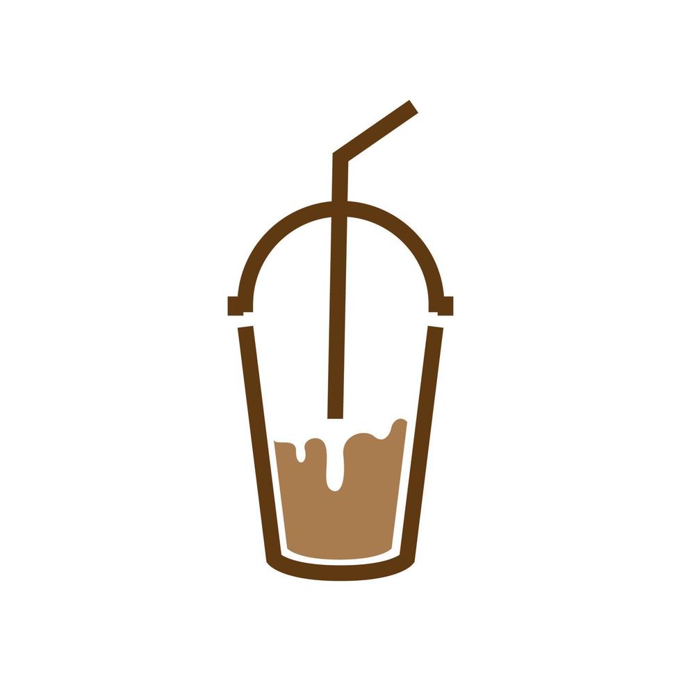 vaso de plástico con diseño de logotipo de bebida de chocolate fresco, símbolo gráfico vectorial icono ilustración idea creativa vector