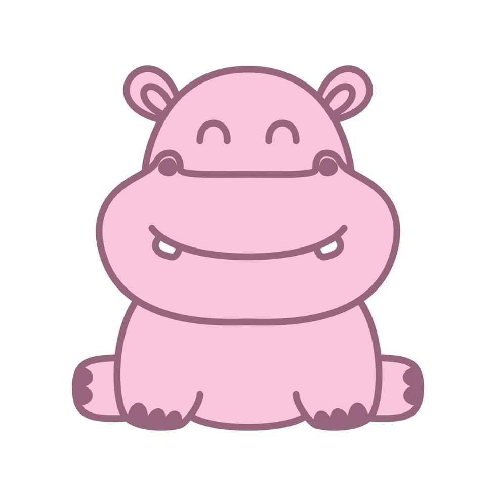 hippopotamus or baby hippo smile cute logo vector illustration