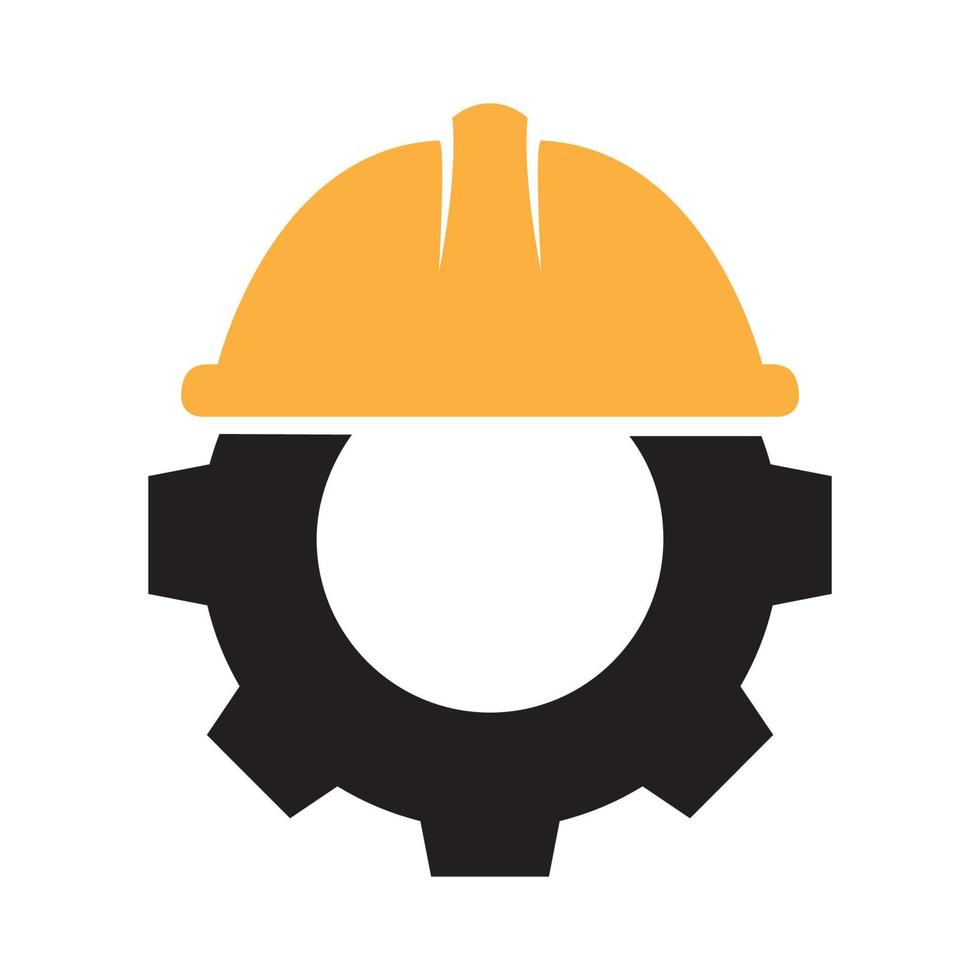 construction helm with gear logo symbol vector icon illustration graphic design