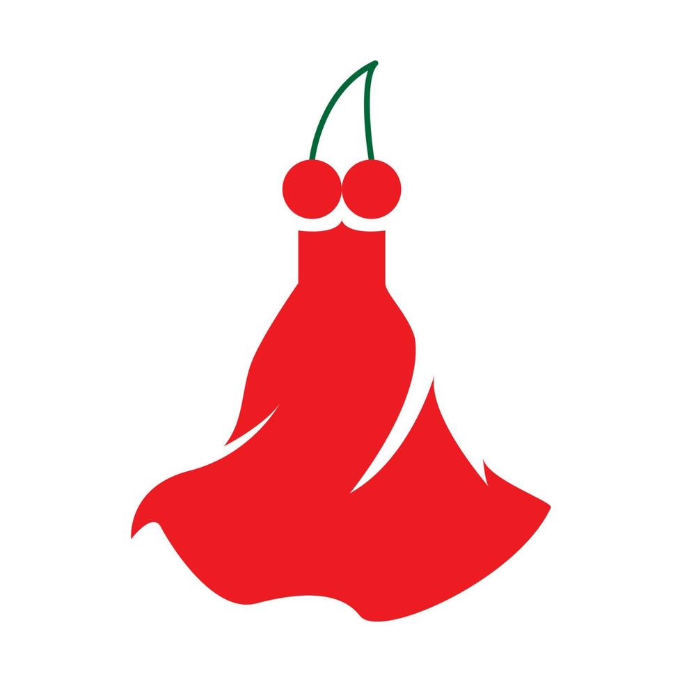 Vestido con cereza símbolo del logotipo icono vectorial ilustración diseño gráfico vector