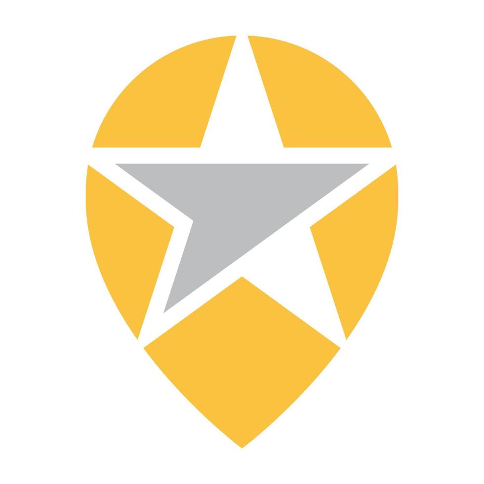 Flecha de estrella con pin ubicación del mapa símbolo del logotipo icono vectorial ilustración diseño gráfico vector